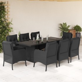 Set de comedor de jardín 9 pzas y cojines ratán sintético negro by vidaXL, Garden sets - Ref: Foro24-3211881, Price: 1,00 €, ...