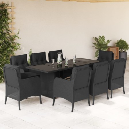Set de comedor de jardín 9 pzas y cojines ratán sintético negro by vidaXL, Garden sets - Ref: Foro24-3211881, Price: 1,00 €, ...