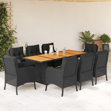 Set de comedor de jardín 9 pzas y cojines ratán sintético negro by vidaXL, Garden sets - Ref: Foro24-3211897, Price: 934,63 €...