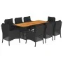 Set de comedor de jardín 9 pzas y cojines ratán sintético negro by vidaXL, Garden sets - Ref: Foro24-3211897, Price: 936,25 €...