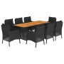 Set de comedor de jardín 9 pzas y cojines ratán sintético negro by vidaXL, Garden sets - Ref: Foro24-3211897, Price: 934,63 €...
