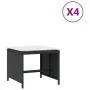 Gartenhocker mit Kissen, 4 Stück, PE-Rattan, Schwarz, 41x41x36cm. von vidaXL, Hocker für den Außenbereich - Ref: Foro24-36504...