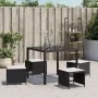 Gartenhocker mit Kissen, 4 Stück, PE-Rattan, Schwarz, 41x41x36cm. von vidaXL, Hocker für den Außenbereich - Ref: Foro24-36504...