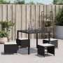 Taburetes de jardín con cojines 4 uds ratán PE negro 41x41x36cm by vidaXL, Outdoor ottomans - Ref: Foro24-365041, Price: 93,8...