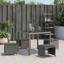 Taburetes de jardín con cojines 4 uds ratán PE gris 41x41x36 cm by vidaXL, Outdoor ottomans - Ref: Foro24-365043, Price: 93,1...