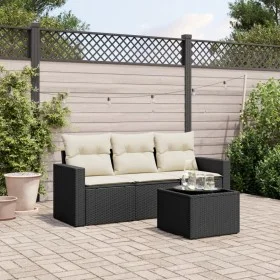 Juego de sofás jardín 4 pzas con cojines ratán sintético negro by vidaXL, Modular outdoor sofas - Ref: Foro24-3251003, Price:...