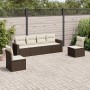 Set sofás de jardín 6 piezas y cojines ratán sintético marrón by vidaXL, Modular outdoor sofas - Ref: Foro24-3251150, Price: ...