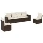 Set sofás de jardín 6 piezas y cojines ratán sintético marrón by vidaXL, Modular outdoor sofas - Ref: Foro24-3251150, Price: ...