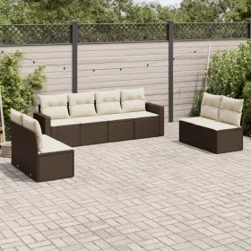 Set sofás de jardín 8 piezas y cojines ratán sintético marrón by vidaXL, Modular outdoor sofas - Ref: Foro24-3251190, Price: ...