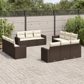 Set de sofás de jardín y cojines 12 pzas ratán sintético marrón by vidaXL, Modular outdoor sofas - Ref: Foro24-3251110, Price...