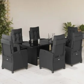 Set de comedor de jardín 7 pzas y cojines ratán sintético negro by vidaXL, Garden sets - Ref: Foro24-3212683, Price: 986,96 €...