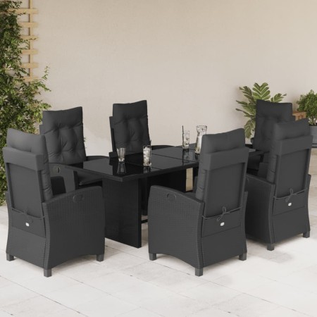 Set de comedor de jardín 7 pzas y cojines ratán sintético negro by vidaXL, Garden sets - Ref: Foro24-3212683, Price: 928,02 €...