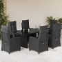 Set de comedor de jardín 7 pzas y cojines ratán sintético negro by vidaXL, Garden sets - Ref: Foro24-3212683, Price: 928,02 €...
