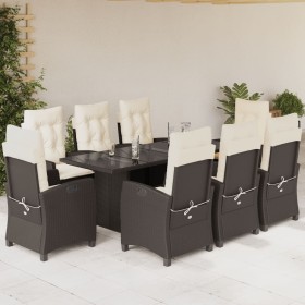 Set comedor para jardín 9 pzas y cojines ratán sintético marrón by vidaXL, Garden sets - Ref: Foro24-3212688, Price: 1,00 €, ...