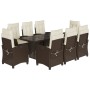 Set comedor para jardín 9 pzas y cojines ratán sintético marrón by vidaXL, Garden sets - Ref: Foro24-3212688, Price: 1,00 €, ...