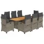 Set comedor jardín 9 pzas y cojines ratán sintético gris by vidaXL, Garden sets - Ref: Foro24-3212712, Price: 1,00 €, Discoun...