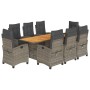 Set comedor jardín 9 pzas y cojines ratán sintético gris by vidaXL, Garden sets - Ref: Foro24-3212712, Price: 1,00 €, Discoun...