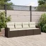 Gartensofagarnitur 4-teilig mit braunen Polstern aus synthetischem Rattan. von vidaXL, Modulare Sofas für den Außenbereich - ...