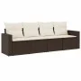 Gartensofagarnitur 4-teilig mit braunen Polstern aus synthetischem Rattan. von vidaXL, Modulare Sofas für den Außenbereich - ...
