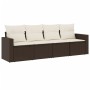 Set de sofás de jardín 4 pzas y cojines ratán sintético marrón by vidaXL, Modular outdoor sofas - Ref: Foro24-3251020, Price:...