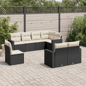 8-teiliges Gartensofa-Set und Kissen aus schwarzem Kunststoff-Rattan. von vidaXL, Modulare Sofas für den Außenbereich - Ref: ...