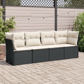 Juego de sofás jardín 4 pzas con cojines ratán sintético negro by vidaXL, Garden sets - Ref: Foro24-3249065, Price: 250,36 €,...