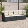 Juego de sofás jardín 4 pzas con cojines ratán sintético negro by vidaXL, Garden sets - Ref: Foro24-3249065, Price: 247,81 €,...
