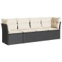 Juego de sofás jardín 4 pzas con cojines ratán sintético negro by vidaXL, Garden sets - Ref: Foro24-3249065, Price: 250,36 €,...