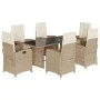 Set comedor de jardín 7 pzas con cojines ratán sintético beige by vidaXL, Garden sets - Ref: Foro24-3212260, Price: 896,92 €,...