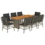 Set comedor jardín 9 pzas y cojines ratán sintético gris by vidaXL, Garden sets - Ref: Foro24-3212075, Price: 956,81 €, Disco...