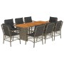 Set comedor jardín 9 pzas y cojines ratán sintético gris by vidaXL, Garden sets - Ref: Foro24-3212075, Price: 902,81 €, Disco...