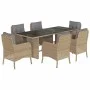 Garten-Essgruppe 7-teilig mit Kissen aus synthetischem Rattan in Beige. von vidaXL, Gartensets - Ref: Foro24-3211888, Preis: ...