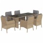Set comedor de jardín 7 pzas con cojines ratán sintético beige by vidaXL, Garden sets - Ref: Foro24-3211888, Price: 861,39 €,...