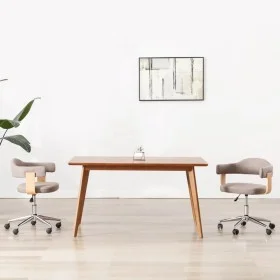 Bentwood and Taupe Gray Fabric Swivel Dining Chair by vidaXL, dining chairs - Ref: Foro24-287420, Price: 153,20 €, Discount: %