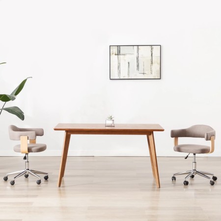 Bentwood and Taupe Gray Fabric Swivel Dining Chair by vidaXL, dining chairs - Ref: Foro24-287420, Price: 155,78 €, Discount: %