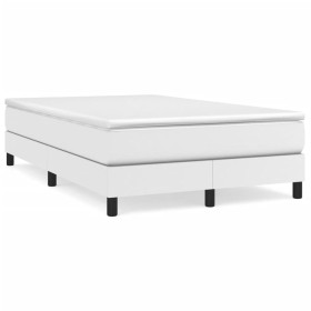 Cama box spring con colchón cuero sintético blanco 120x190 cm