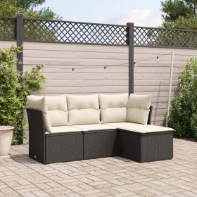 Gartensitzgruppe 4-teilig mit schwarzen Polstern aus synthetischem Rattan von vidaXL, Gartensets - Ref: Foro24-3249375, Preis...