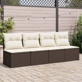 Sofá de jardín con cojines 4 plazas ratán sintético marrón by vidaXL, Outdoor sofas - Ref: Foro24-366203, Price: 236,83 €, Di...
