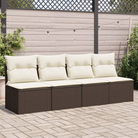 Gartensofa mit Kissen, 4 Plätze, braunes Kunststoff-Rattan. von vidaXL, Outdoor-Sofas - Ref: Foro24-366203, Preis: 228,12 €, ...