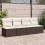 Gartensofa mit Kissen, 4 Plätze, braunes Kunststoff-Rattan. von vidaXL, Outdoor-Sofas - Ref: Foro24-366203, Preis: 236,83 €, ...