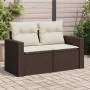 Sofá de jardín con cojines 2 plazas ratán sintético marrón by vidaXL, Outdoor sofas - Ref: Foro24-366220, Price: 177,31 €, Di...