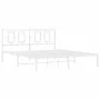 Metal bed frame with white headboard 150x200 cm by vidaXL, Beds and slatted bases - Ref: Foro24-374292, Price: 104,54 €, Disc...