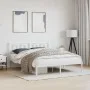 Metal bed frame with white headboard 150x200 cm by vidaXL, Beds and slatted bases - Ref: Foro24-374292, Price: 104,54 €, Disc...