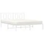 Metal bed frame with white headboard 150x200 cm by vidaXL, Beds and slatted bases - Ref: Foro24-374292, Price: 104,54 €, Disc...