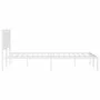 Metal bed frame with white headboard 150x200 cm by vidaXL, Beds and slatted bases - Ref: Foro24-374292, Price: 104,54 €, Disc...