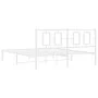 Metal bed frame with white headboard 150x200 cm by vidaXL, Beds and slatted bases - Ref: Foro24-374292, Price: 104,54 €, Disc...