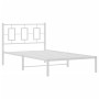 Bettgestell aus Metall mit weißem Kopfteil 100x190 cm von vidaXL, Betten und Lattenroste - Ref: Foro24-374284, Preis: 74,05 €...