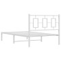 Bettgestell aus Metall mit weißem Kopfteil 100x190 cm von vidaXL, Betten und Lattenroste - Ref: Foro24-374284, Preis: 74,05 €...
