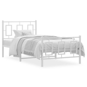 Estructura cama metal con cabecero y pie cama blanca 90x200 cm