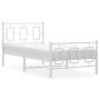 Metal bed frame with headboard and footboard white 90x200 cm by vidaXL, Beds and slatted bases - Ref: Foro24-374301, Price: 8...